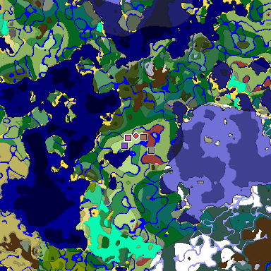 Predicted biome map of Java 26.3 seed 6519358132949427187 around estimated spawn