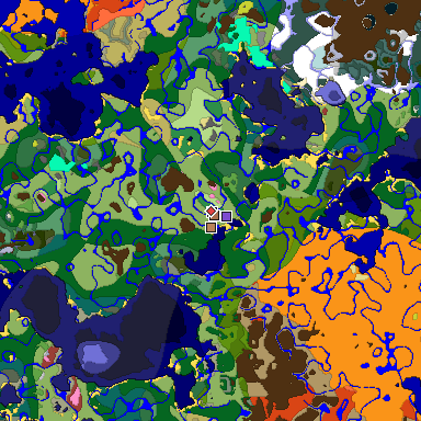 Predicted biome map of Java 26.3 seed -1231265072187910894 around estimated spawn