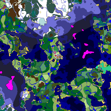 Predicted biome map of Java 26.3 seed -2166295508817276186 around estimated spawn