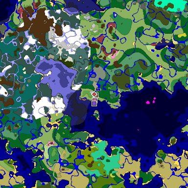 Predicted biome map of Java 26.3 seed 3121628458008211313 around estimated spawn