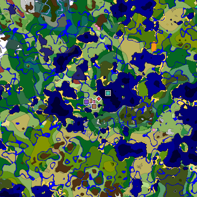 Predicted biome map of Java 26.3 seed -2227038046036482087 around estimated spawn