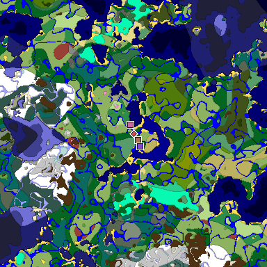 Predicted biome map of Java 26.3 seed 6876867974325909666 around estimated spawn