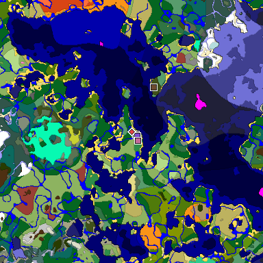 Predicted biome map of Java 26.3 seed -340843938575382182 around estimated spawn