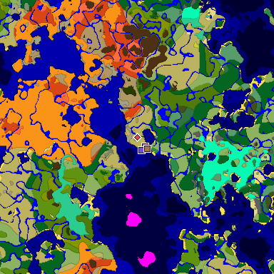 Predicted biome map of Java 26.3 seed -6625441947148972430 around estimated spawn