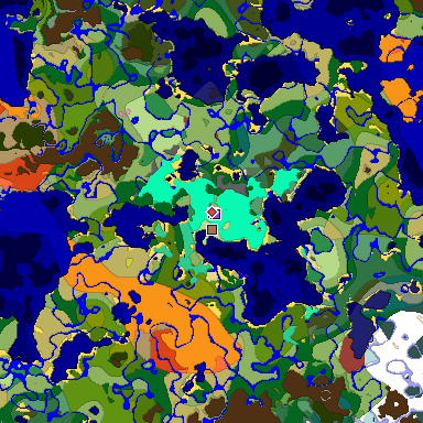 Predicted biome map of Java 26.3 seed -7026632124505322174 around estimated spawn
