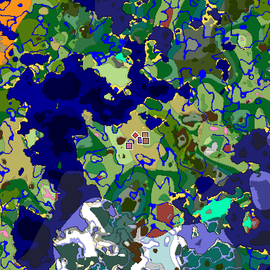 Predicted biome map of Java 26.3 seed 2561011213428849173 around estimated spawn