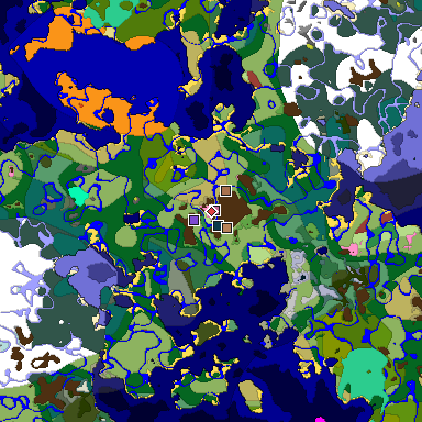 Predicted biome map of Java 26.3 seed -9196422545938297583 around estimated spawn