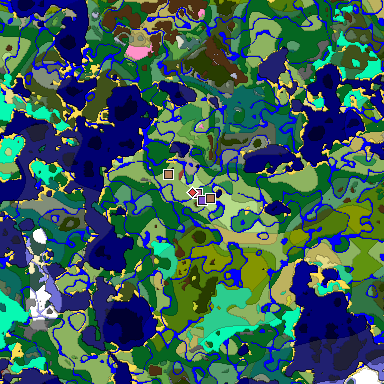 Predicted biome map of Java 26.3 seed -2739538877012157069 around estimated spawn