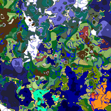 Predicted biome map of Java 26.3 seed 1704852236893871513 around estimated spawn