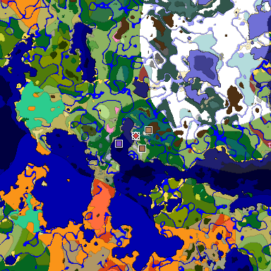 Predicted biome map of Java 26.3 seed -4508366853696138353 around estimated spawn