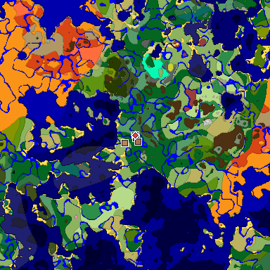 Predicted biome map of Java 26.3 seed -6559541248507876490 around estimated spawn