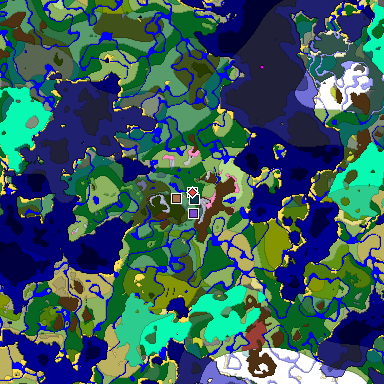 Predicted biome map of Java 26.3 seed 9025603813809778743 around estimated spawn