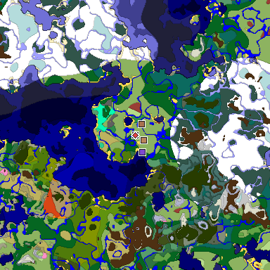 Predicted biome map of Java 26.3 seed -6838887381480102523 around estimated spawn