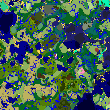 Predicted biome map of Java 26.3 seed -810616861614967408 around estimated spawn