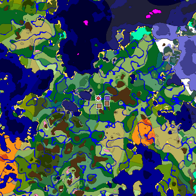 Predicted biome map of Java 26.3 seed -2941080087375148250 around estimated spawn