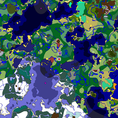 Predicted biome map of Java 26.3 seed 3091762642426575321 around estimated spawn