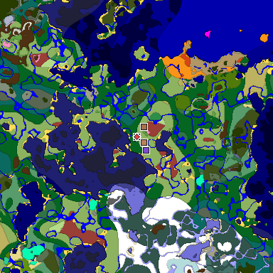 Predicted biome map of Java 26.3 seed -2264675359105464981 around estimated spawn