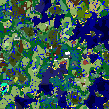 Predicted biome map of Java 26.3 seed -9057870414179613813 around estimated spawn