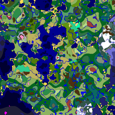 Predicted biome map of Java 26.3 seed -1205449691391005353 around estimated spawn