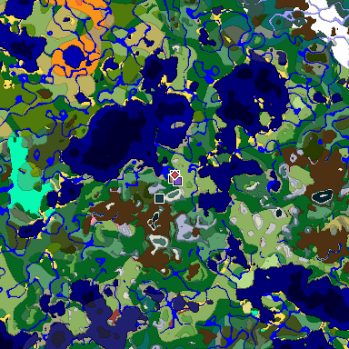 Predicted biome map of Java 26.3 seed 590211271854689572 around estimated spawn