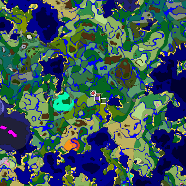 Predicted biome map of Java 26.3 seed -1855736242519714206 around estimated spawn