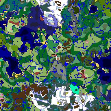 Predicted biome map of Java 26.3 seed -4806990124334682532 around estimated spawn