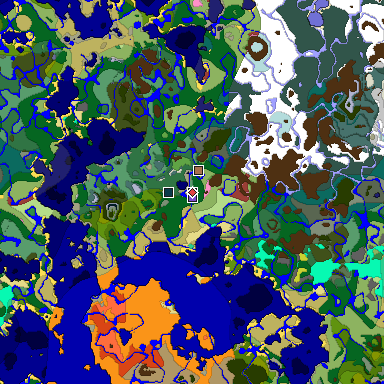 Predicted biome map of Java 26.3 seed 1817878255587265775 around estimated spawn