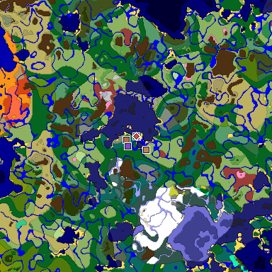 Predicted biome map of Java 26.3 seed 3515537044044747632 around estimated spawn