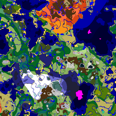 Predicted biome map of Java 26.3 seed -4181223080252926215 around estimated spawn
