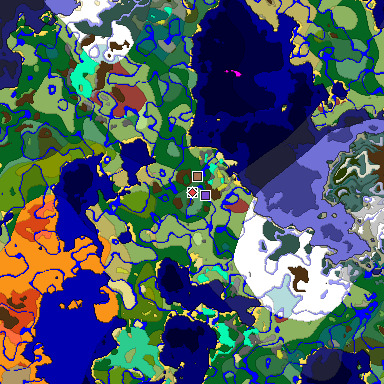 Predicted biome map of Java 26.3 seed -7816727577491875888 around estimated spawn