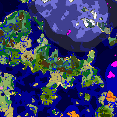 Predicted biome map of Java 26.3 seed -4654115731660769748 around estimated spawn