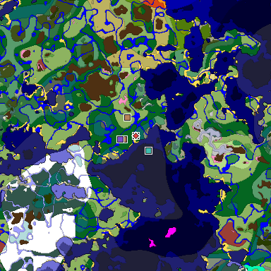 Predicted biome map of Java 26.3 seed 4067316932214609694 around estimated spawn