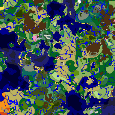 Predicted biome map of Java 26.3 seed 2651892711356148552 around estimated spawn