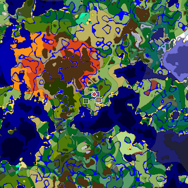 Predicted biome map of Java 26.3 seed -5166367697965924032 around estimated spawn