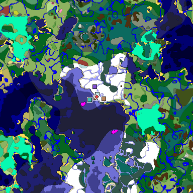 Predicted biome map of Java 26.3 seed 5658790695824206093 around estimated spawn