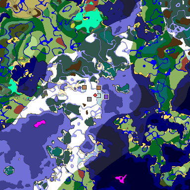 Predicted biome map of Java 26.3 seed 12084266660521042 around estimated spawn