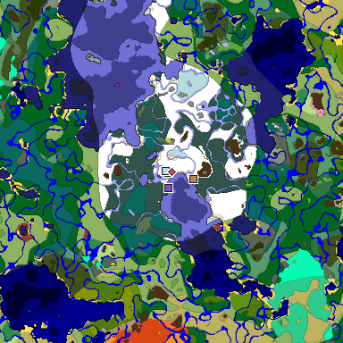 Predicted biome map of Java 26.3 seed 7260143678147230651 around estimated spawn