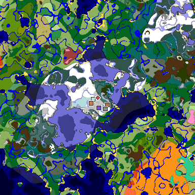 Predicted biome map of Java 26.3 seed 649487502943282457 around estimated spawn