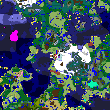 Predicted biome map of Java 26.3 seed 6015906449494887420 around estimated spawn