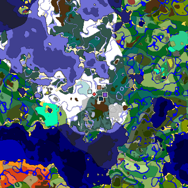 Predicted biome map of Java 26.3 seed -183029569932730672 around estimated spawn