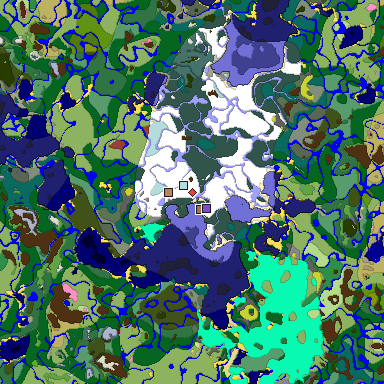 Predicted biome map of Java 26.3 seed 7531158672835225410 around estimated spawn