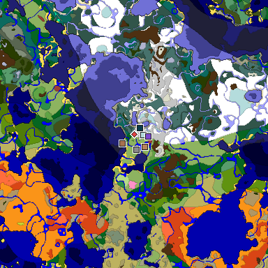 Predicted biome map of Java 26.3 seed -1565403932928136020 around estimated spawn