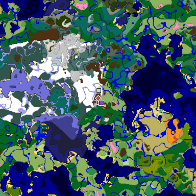 Predicted biome map of Java 26.3 seed 925036113539866954 around estimated spawn