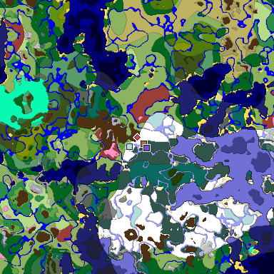 Predicted biome map of Java 26.3 seed 2412209053266772450 around estimated spawn