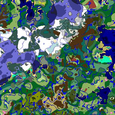 Predicted biome map of Java 26.3 seed 3497082437598519462 around estimated spawn
