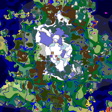 Predicted biome map of Java 26.3 seed -3777694871600486941 around estimated spawn