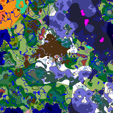 Predicted biome map of Java 26.3 seed 698024126258128050 around estimated spawn