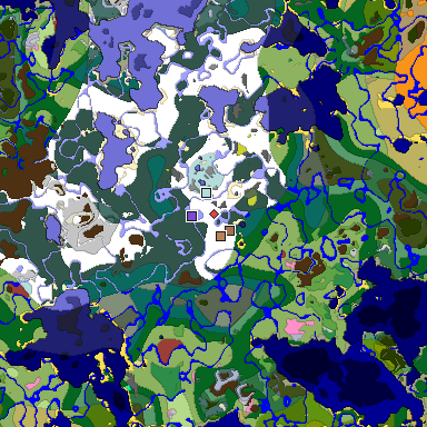 Predicted biome map of Java 26.3 seed -8670815041459406444 around estimated spawn
