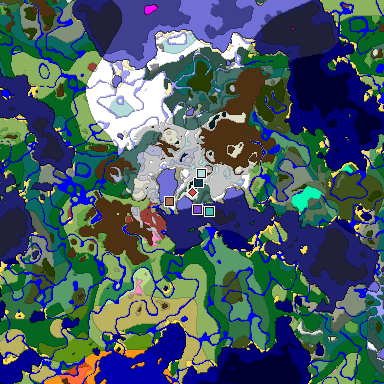 Predicted biome map of Java 26.3 seed -4365194008222491147 around estimated spawn