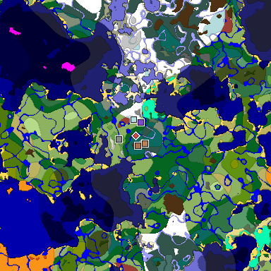 Predicted biome map of Java 26.3 seed 1459426148040118886 around estimated spawn